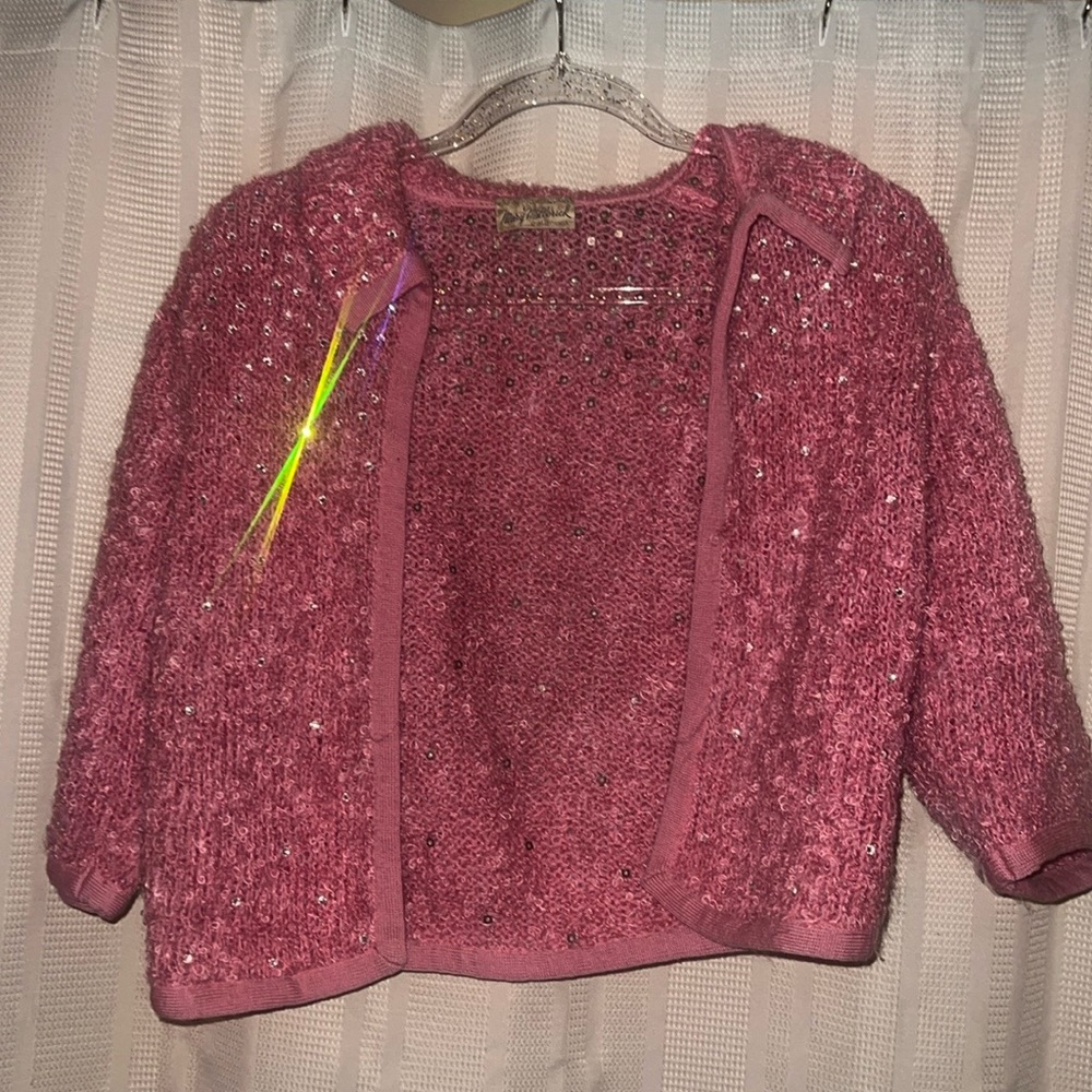 Vintage Mohair Rhinestone Rose Mary Millerick Size Medium